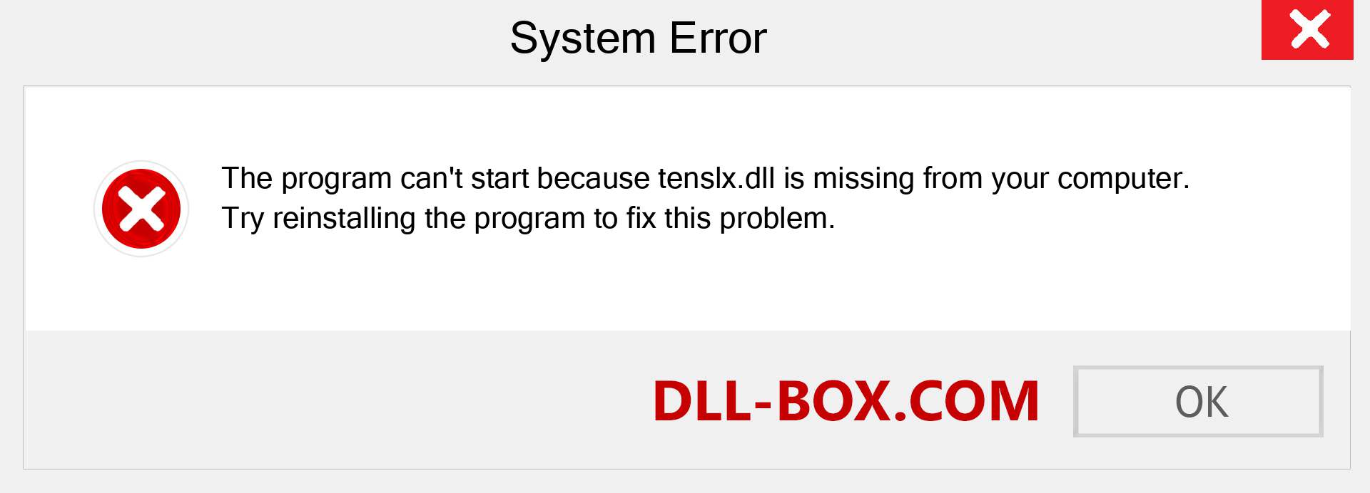  tenslx.dll file is missing?. Download for Windows 7, 8, 10 - Fix  tenslx dll Missing Error on Windows, photos, images